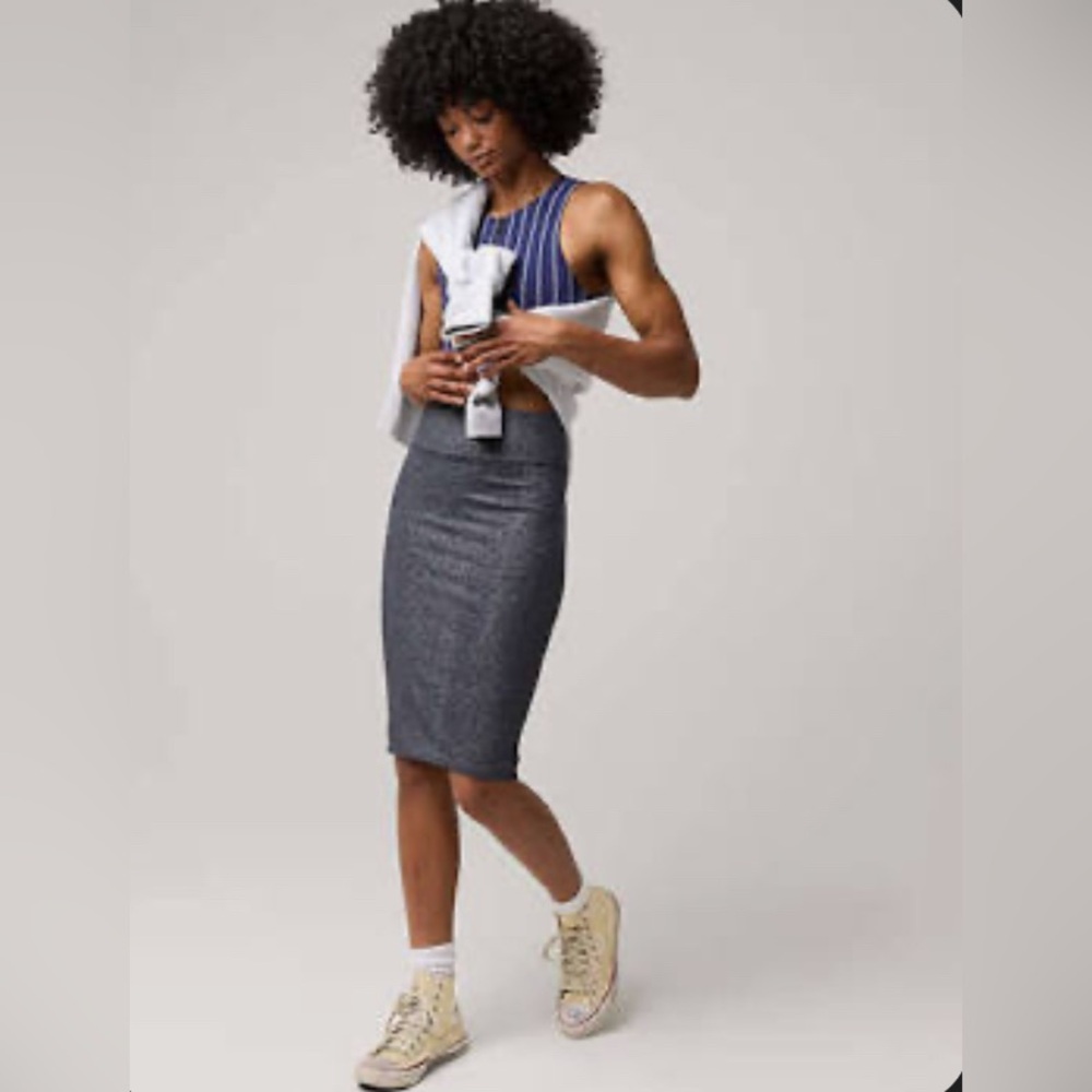 offline by Aerie Midnight-in-Seamless Shine MIDI Skirt